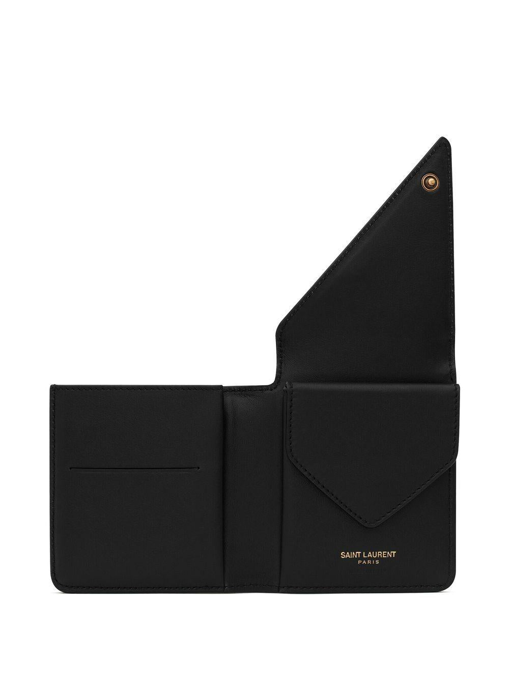 SAINT LAURENT Luxurious Nero & Cream Two Tone Bifold Wallet for Women