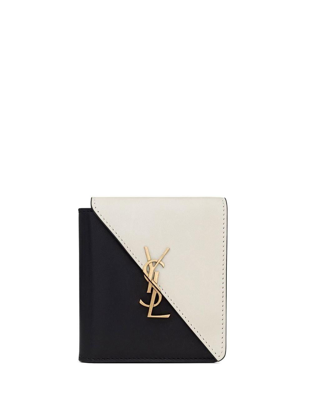 SAINT LAURENT Luxurious Nero & Cream Two Tone Bifold Wallet for Women