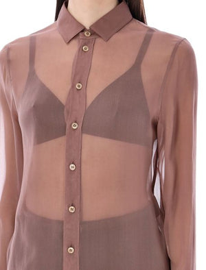 SAINT LAURENT Luxurious Silk Shirt for Women in Pink and Purple - SS23