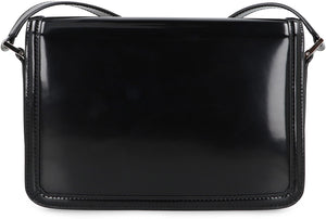 SAINT LAURENT Black Leather Messenger Bag for Men - Shiny Calfskin, Adjustable Strap, Silver-Tone Hardware