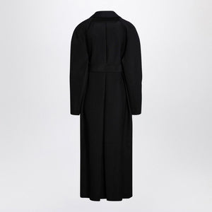 KHAITE Long Black Jacket with Matching Waist Belt