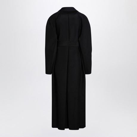 KHAITE Long Black Jacket with Matching Waist Belt