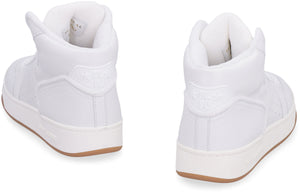 SAINT LAURENT White Mid-Top Leather Sneakers for Men