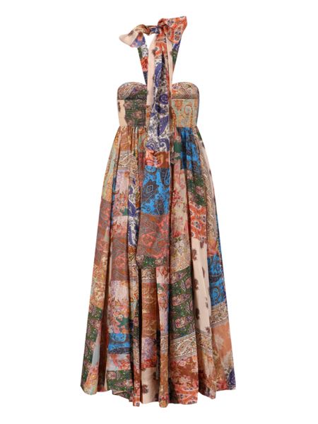 Multicolored Halter Maxi Dress - Devi Silk Women's Dress