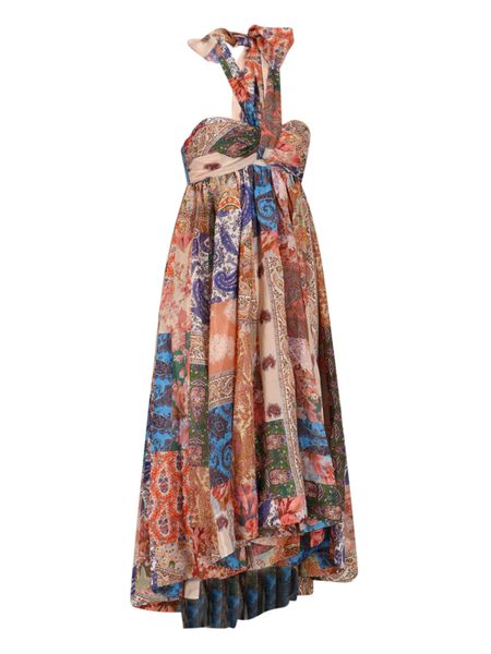 ZIMMERMANN Women's Multicoloured Silk Halter Maxi Dress for FW23