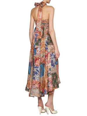 ZIMMERMANN Women's Multicoloured Silk Halter Maxi Dress for FW23