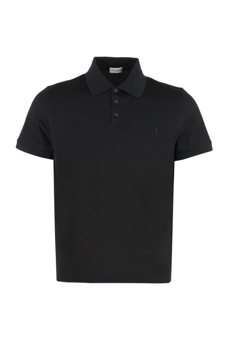 SAINT LAURENT Men's Short Sleeve Cotton Polo Shirt - Blue