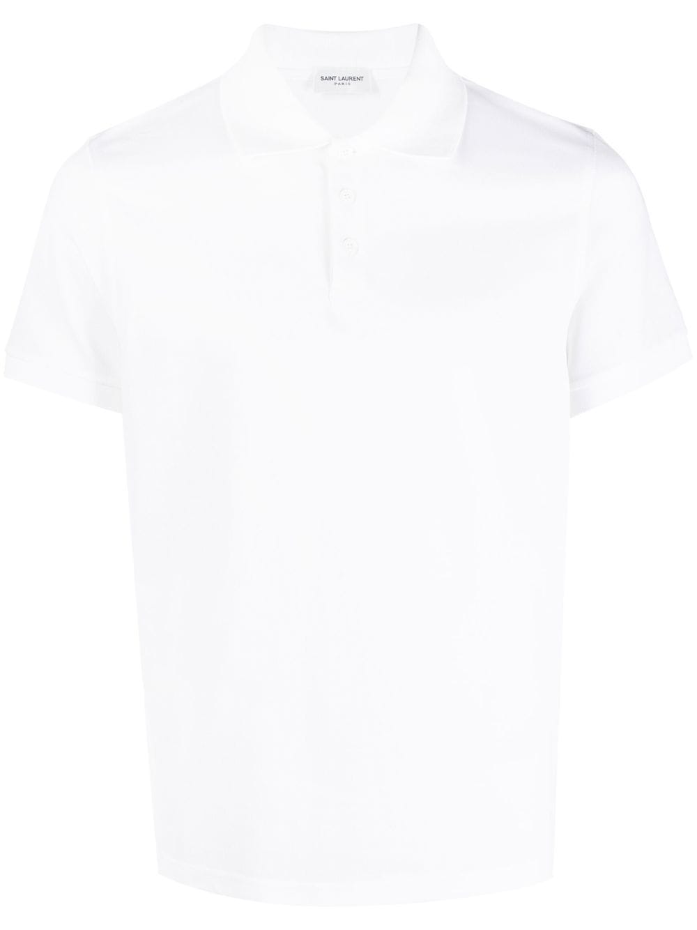 SAINT LAURENT Men's Short Sleeve Cotton Polo Shirt - Blue