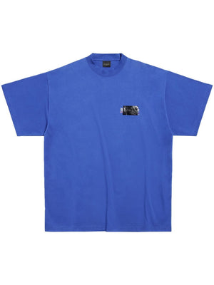 BALENCIAGA Royal Blue Political Campaign T-Shirt for Men