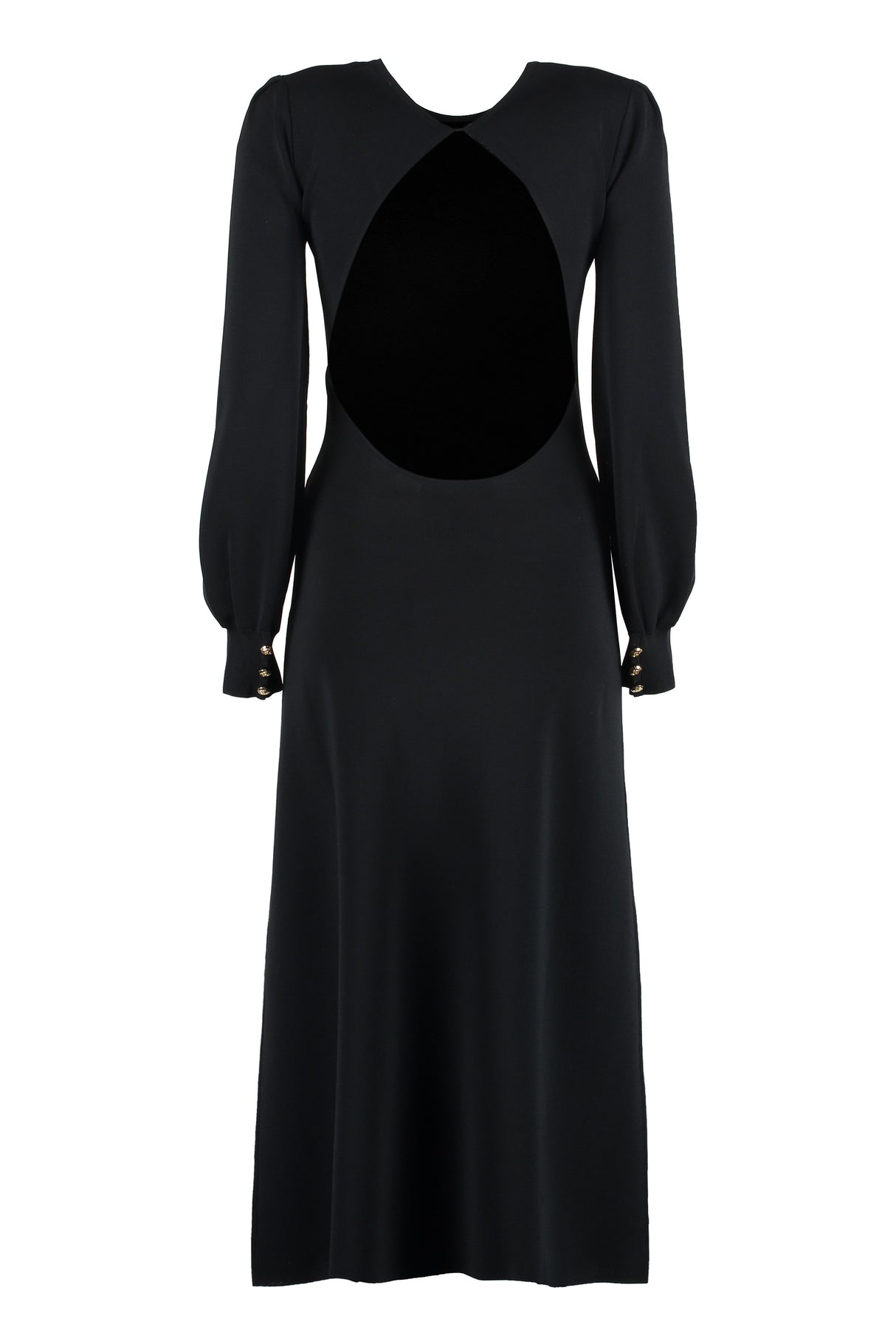 Back Keyhole Flared Dress - Black