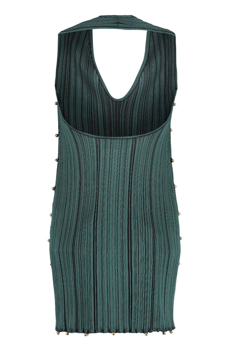 BOTTEGA VENETA Pleated Mini Dress with Decorative Beads