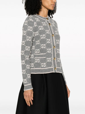 GUCCI Elegant Wool Cardigan with Ribbed Trim