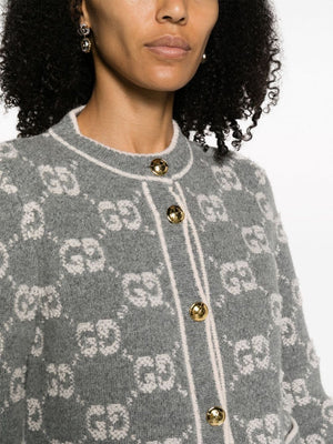 GUCCI Elegant Wool Cardigan with GG Bouclé Jacquard