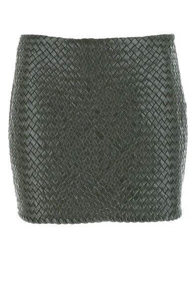 BOTTEGA VENETA Green Intrecciato Raffia Mini Skirt for Women - FW22 Collection