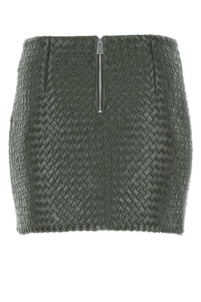 BOTTEGA VENETA Green Intrecciato Raffia Mini Skirt for Women - FW22 Collection