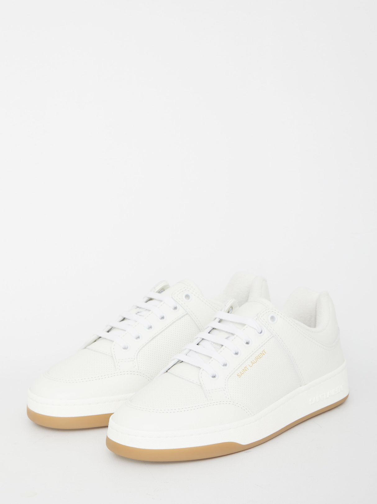 White Leather Lace-Up Sneakers for Women