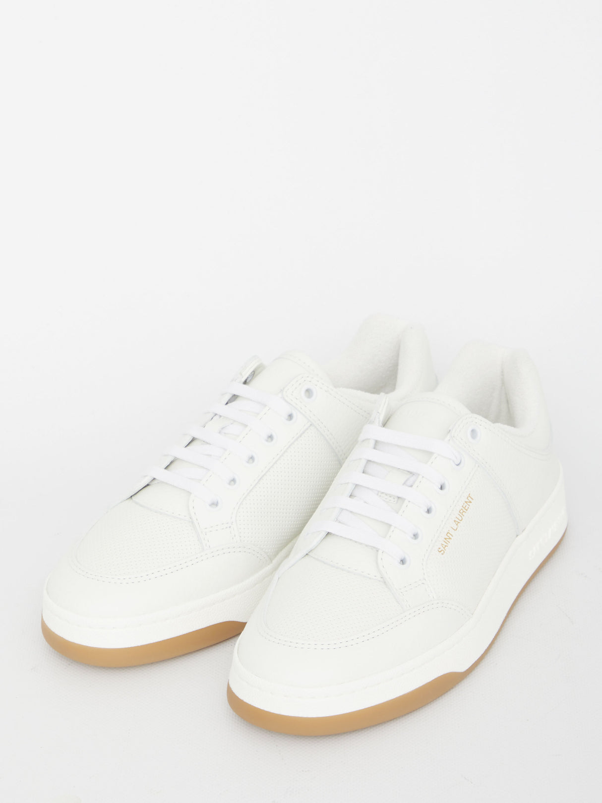 White Leather Lace-Up Sneakers for Women