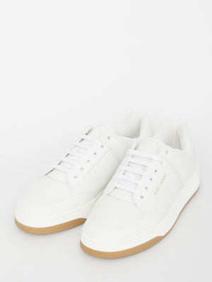 White Leather Lace-Up Sneakers for Women