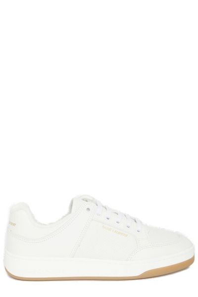 White Leather Lace-Up Sneakers for Women