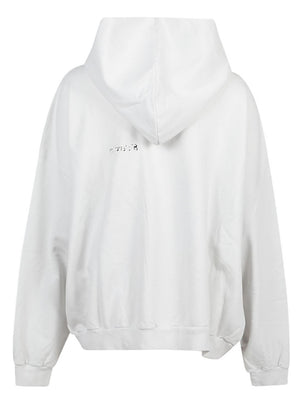 White Hoodie with Balenciaga Logo and Grove Pocket for Women