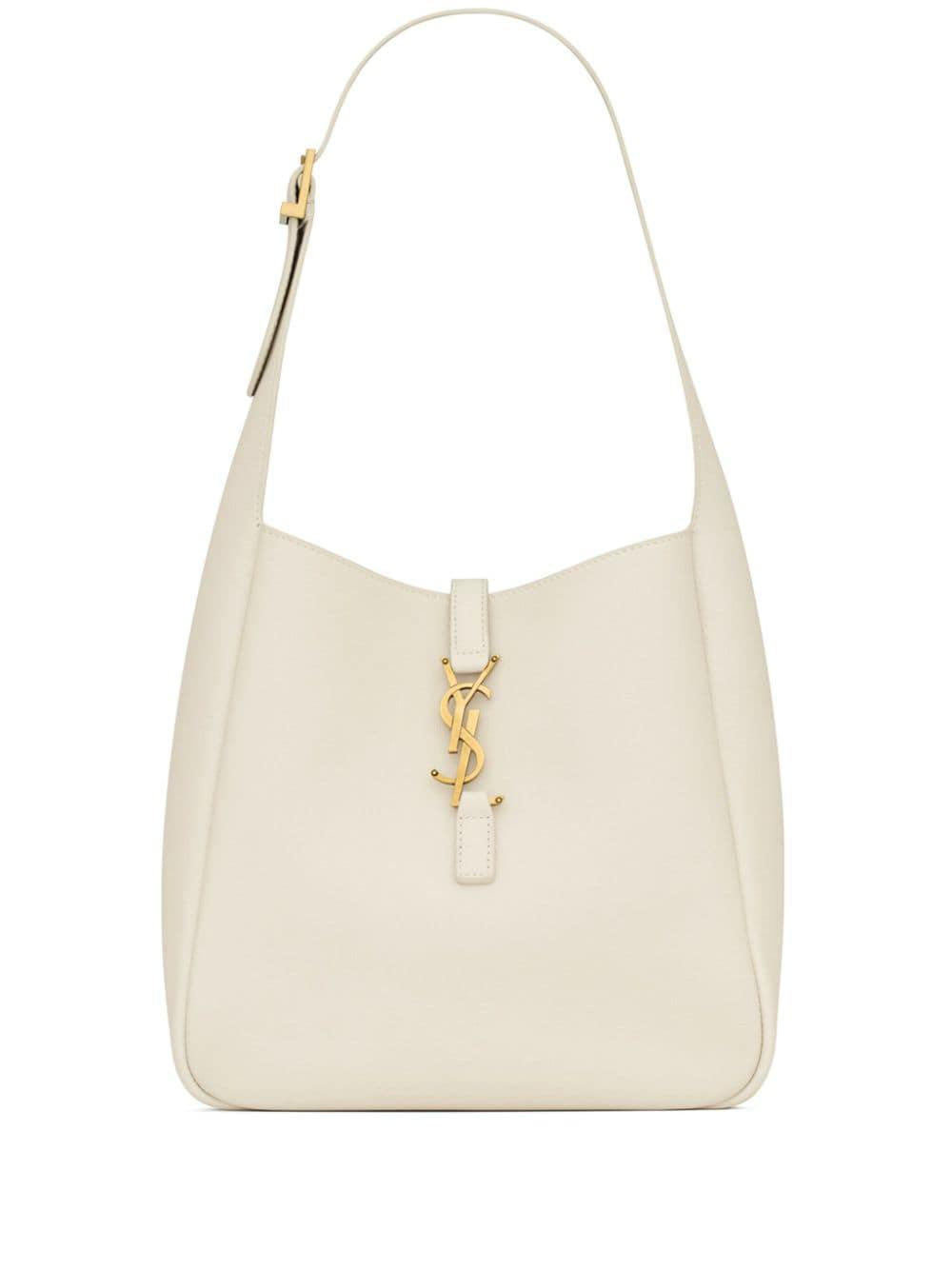 SAINT LAURENT Elegant White Grained Calfskin Mini Shoulder Bag with Bronze Cassandre Clasp - 23x22x8.5 cm