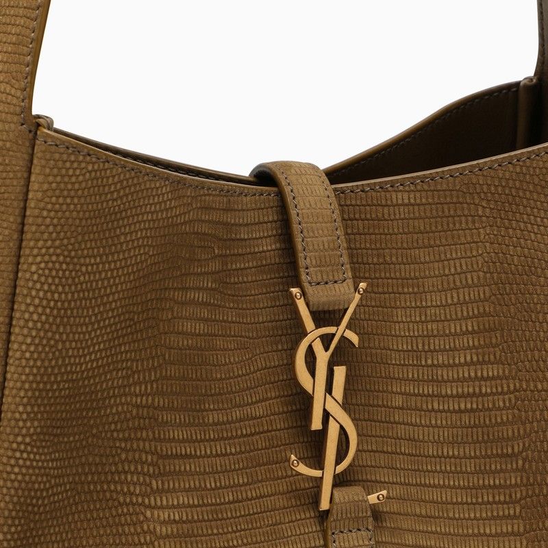 SAINT LAURENT Dark Pistachio Calfskin Shoulder Handbag with YSL Logo and Adjustable Buckle Cover