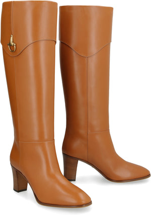 Saddle Brown Leather Knee-Boots for Women - SS24 Collection