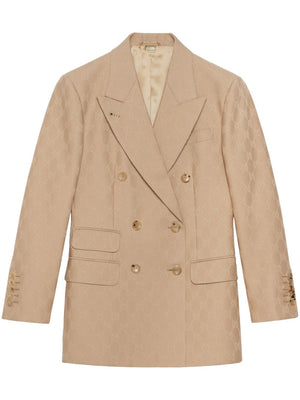 GUCCI Beige GG Jacquard Wool Jacket for Women - SS24 Collection