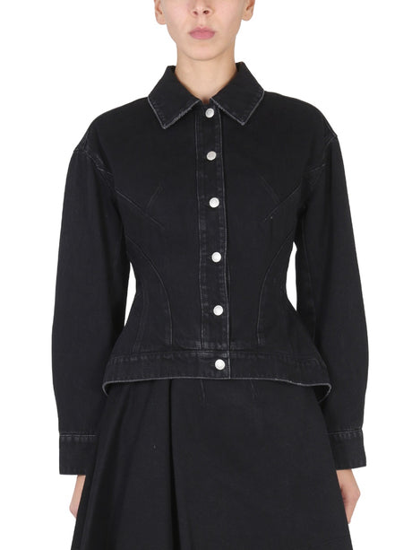 ALEXANDER MCQUEEN Hybrid Denim Jacket with Classic Collar for Women