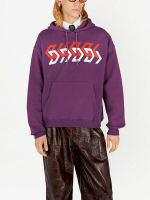 GUCCI Mens Purple Printed Hoodie for SS23