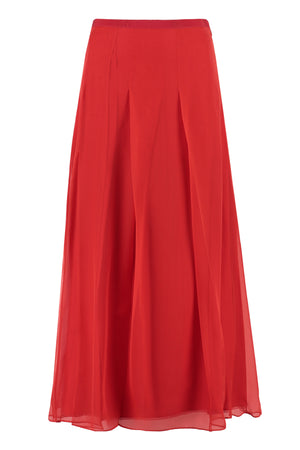 GUCCI Red Silk Midi Skirt with Wide Slit - SS23 Collection