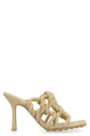 Beige Twisted Tubular Leather Sandals for Women