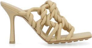 Beige Twisted Tubular Leather Sandals for Women