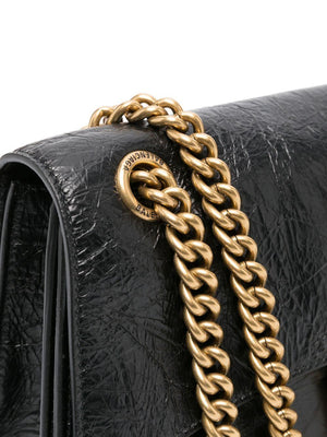 Crush Small Handbag in Soft Black Crush Calfskin with Antique Gold Hardware