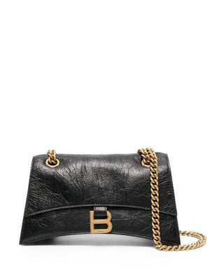 BALENCIAGA Black Crush Chain Leather Handbag For Women - SS24