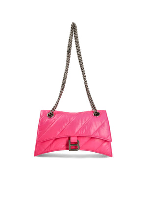 Fuchsia Quilted Leather Handbag with Sliding Chain Strap