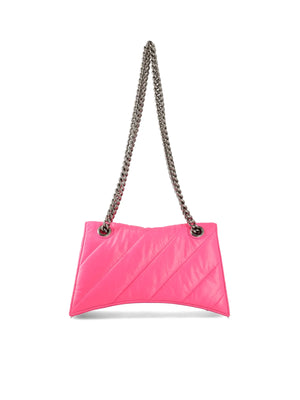 Fuchsia Quilted Leather Handbag with Sliding Chain Strap