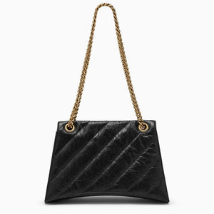 BALENCIAGA Quilted Crossbody Bag for Women in Black | Medium Crush Handbag with Chain