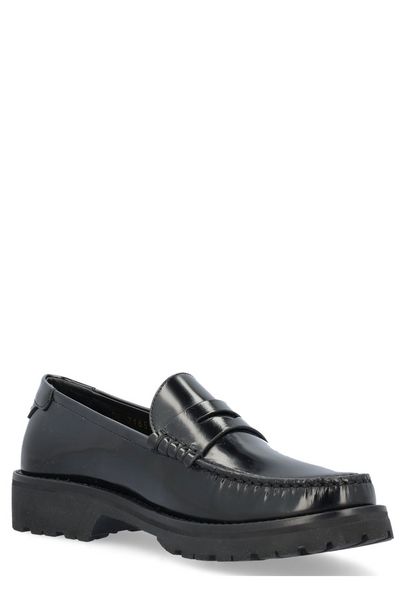 SAINT LAURENT Black Leather Lace-Up Loafers for Women - SS24 Collection