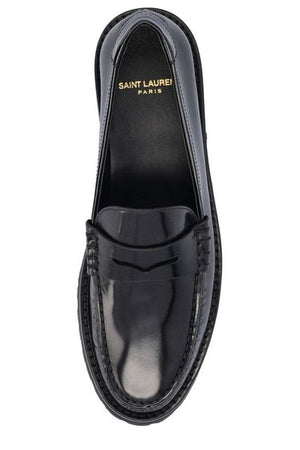 SAINT LAURENT Black Monogram Classic Moccasin for Women