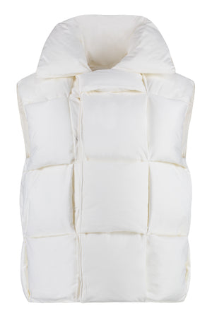 BOTTEGA VENETA Intreccio Motif Padded Vest in White Nylon - Women's FW22