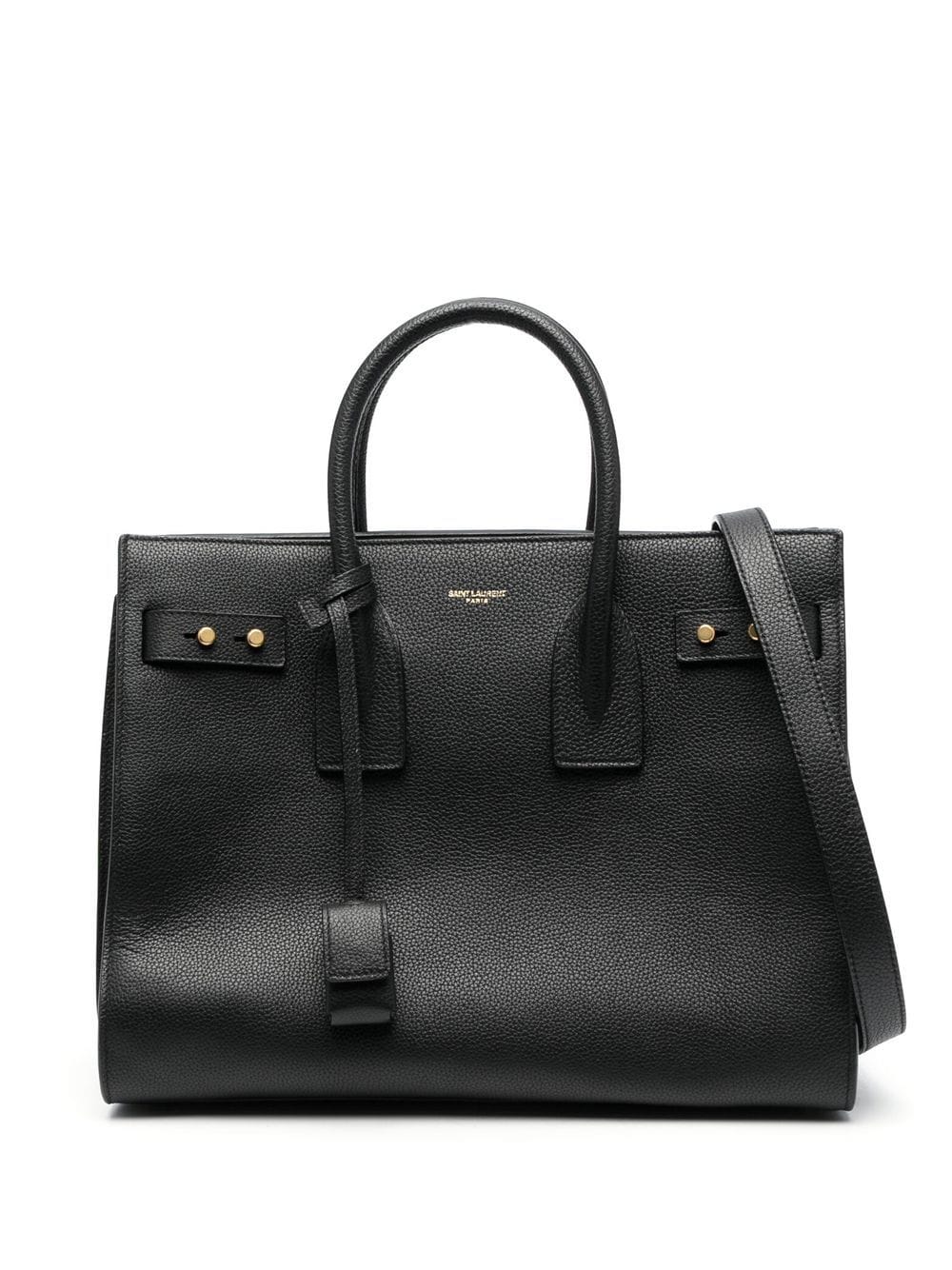 Structured Leather Black Tote Handbag