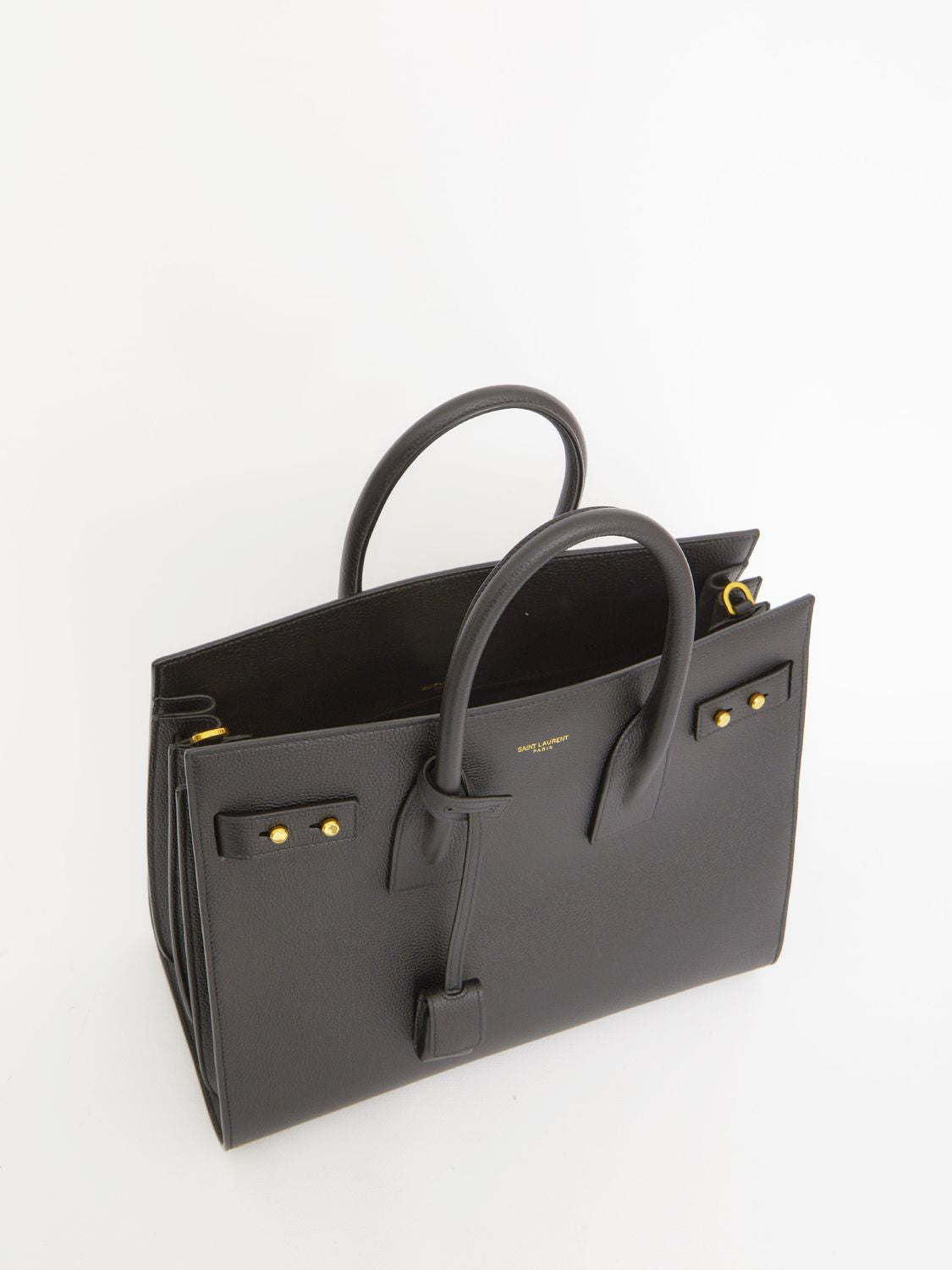 Structured Leather Black Tote Handbag