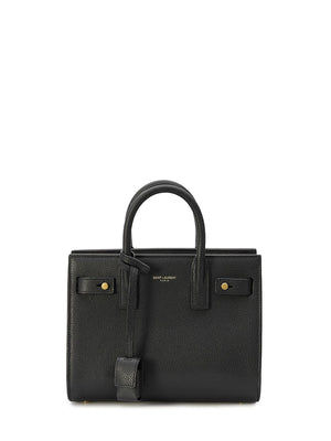 SAINT LAURENT Black Nano Handbag with Detachable Padlock and Top-Handle