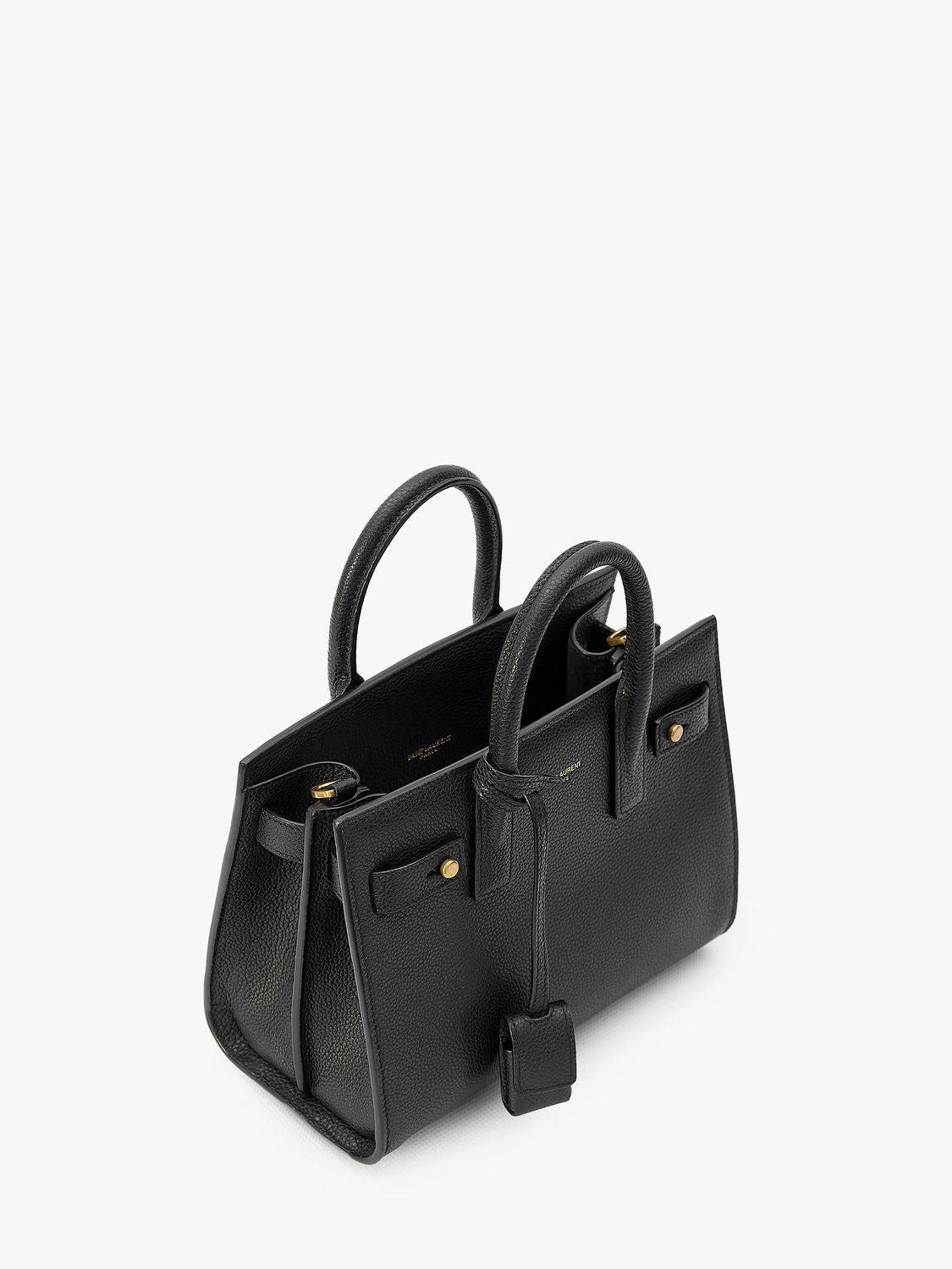 SAINT LAURENT Black Nano Handbag with Detachable Padlock and Top-Handle