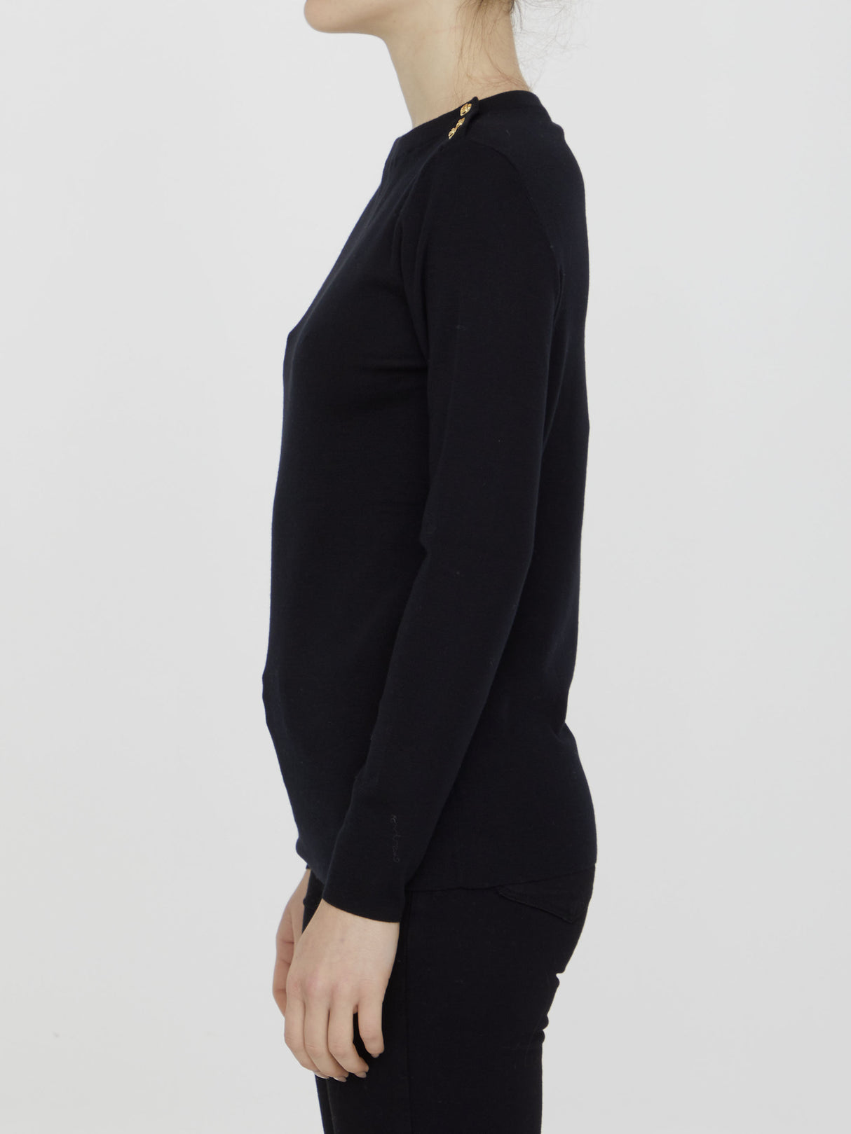 GUCCI Black Cashmere Sweater with Buttoned Placket for Women - SS23 Collection