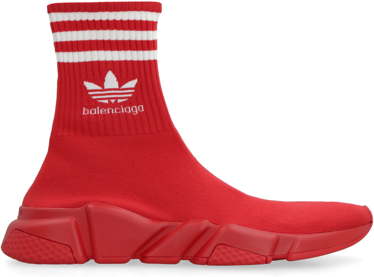 Red Speed Trainers - Contrast 3-Stripes, adidas & Balenciaga Logos, SS23 Collection, Women's Shoes