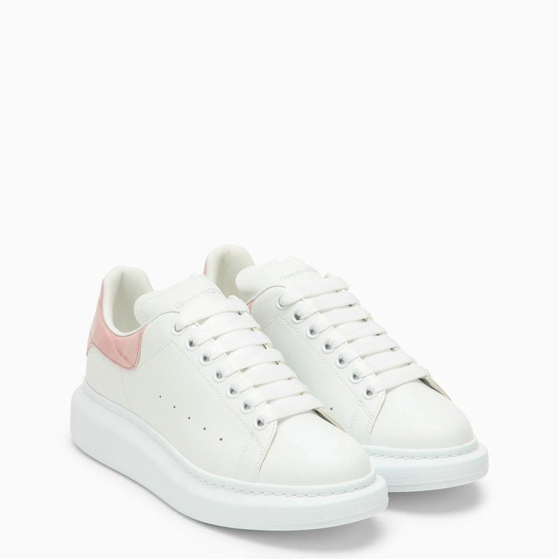 White & Clay Leather Low-Top Sneakers for Women