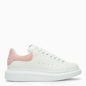 ALEXANDER MCQUEEN White and Clay Oversized Crocodile Effect Low-top Sneakers for Women