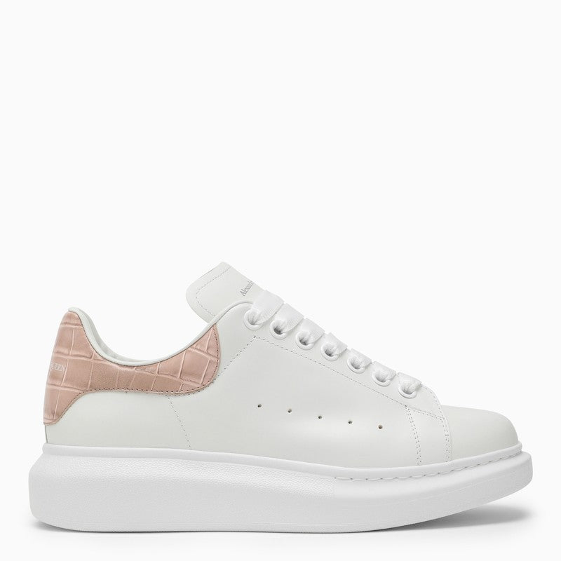 ALEXANDER MCQUEEN White and Clay Oversized Crocodile Effect Low-top Sneakers for Women